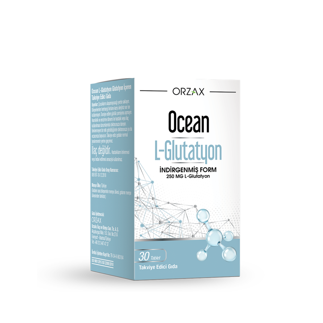Orzax Ocean L-Glutathione 250 mg 30 Tablet Takviye Edici Gıda - Orzax