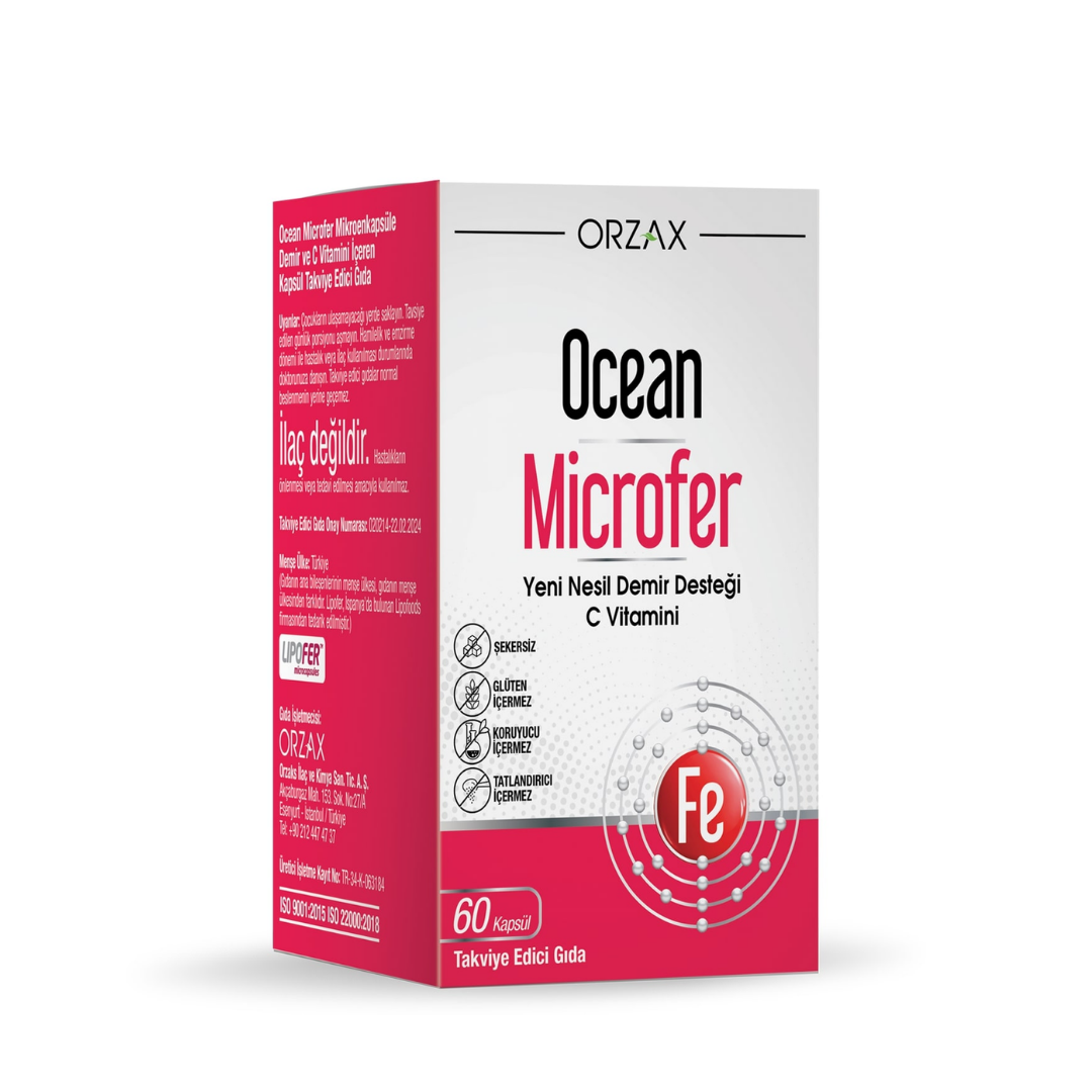 Orzax Ocean Microfer Demir ve C Vitamini 60 Kapsül - orzax