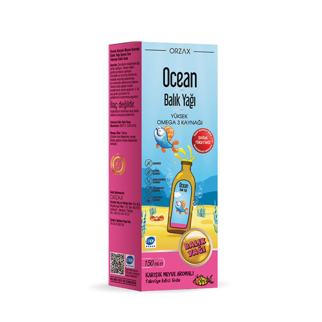 Orzax Ocean Omega3 Şurup 150 ml Karışık Meyve Aromalı - orzax