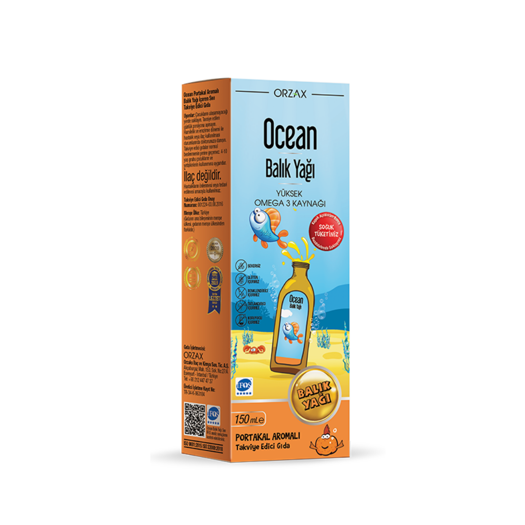 Orzax Ocean Omega3 Şurup 150 ml - Portakal - Orzax