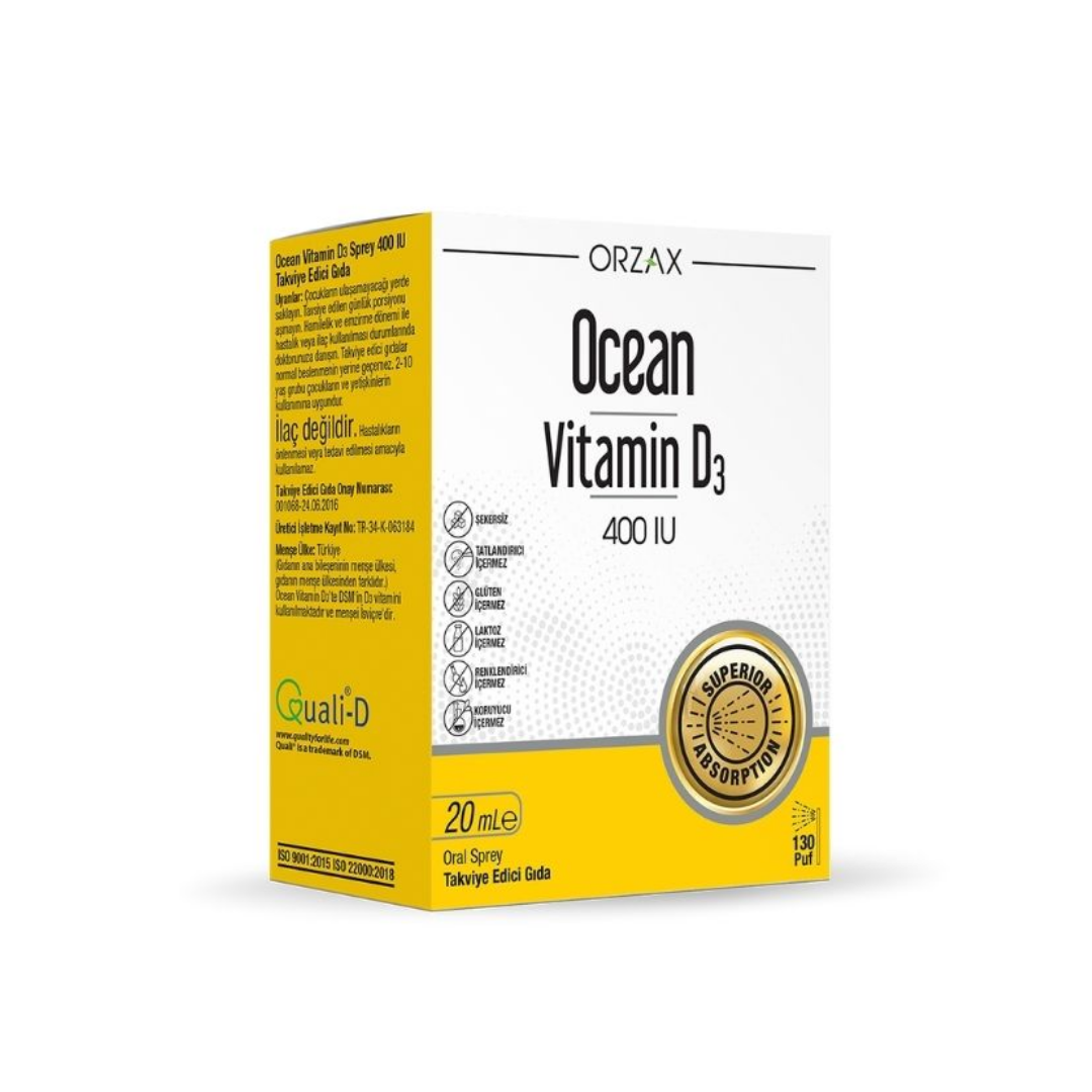 Orzax Ocean Vitamin D3 400 IU Sprey 20ml - Orzax
