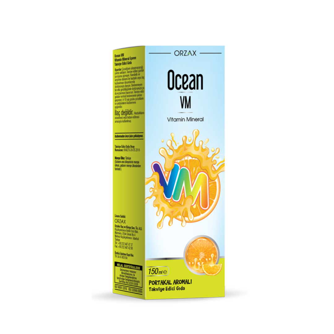 Orzax Ocean Vitamin Mineral - Portakal Aromalı 150ml - Orzax