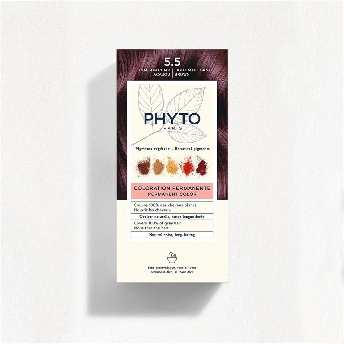 Phyto Color 5.5 Açık Kestane Akaju Amonyaksız Kalıcı Bitkisel Saç Boyası - Phyto