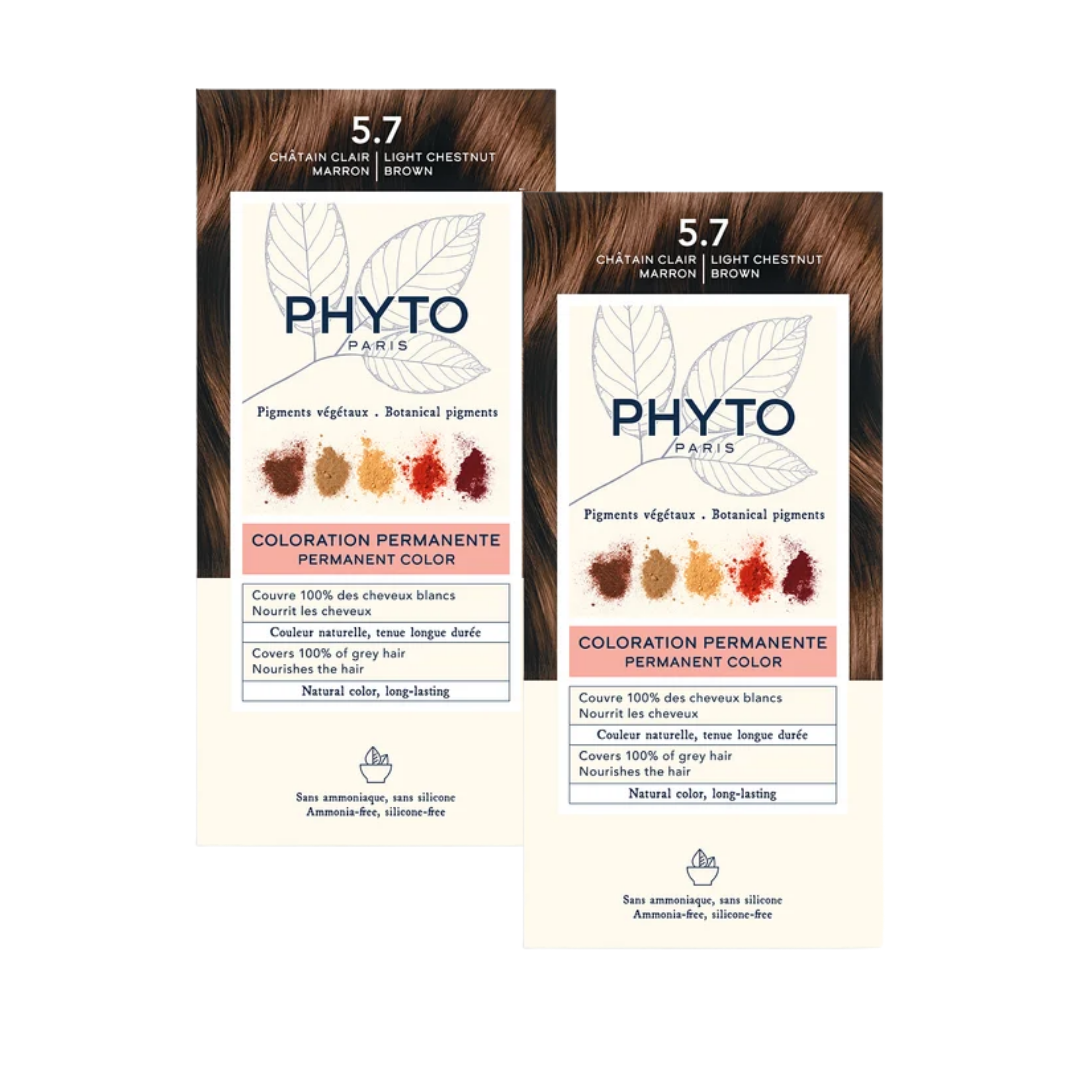 Phyto Color 5.7 Açık Kestane Bakır Amonyaksız Kalıcı Bitkisel Saç Boyası Ikili Avantaj Set  - Phyto