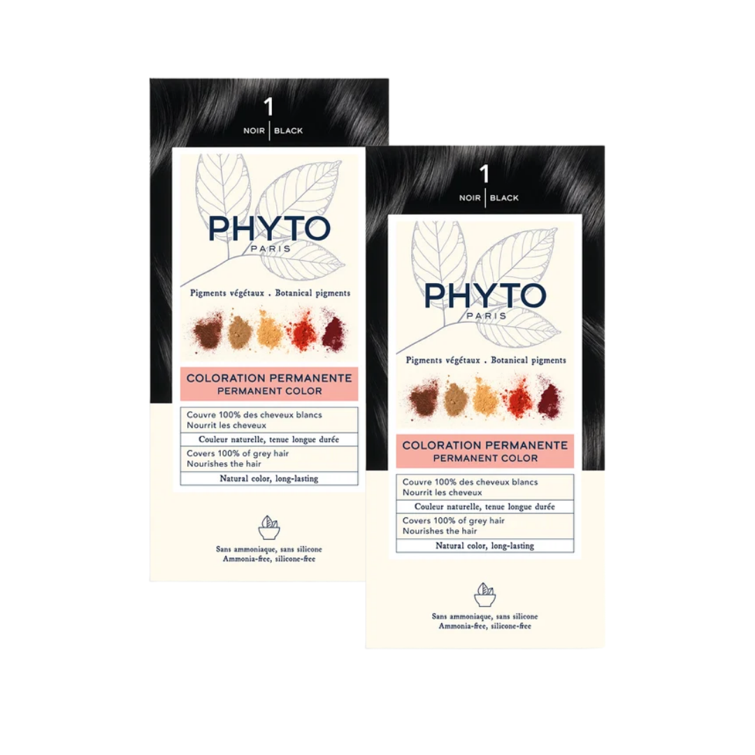 Phyto Phytocolor 1 Siyah Amonyaksız Kalıcı Bitkisel Saç Boyası İkili Avantaj Set  - Phyto