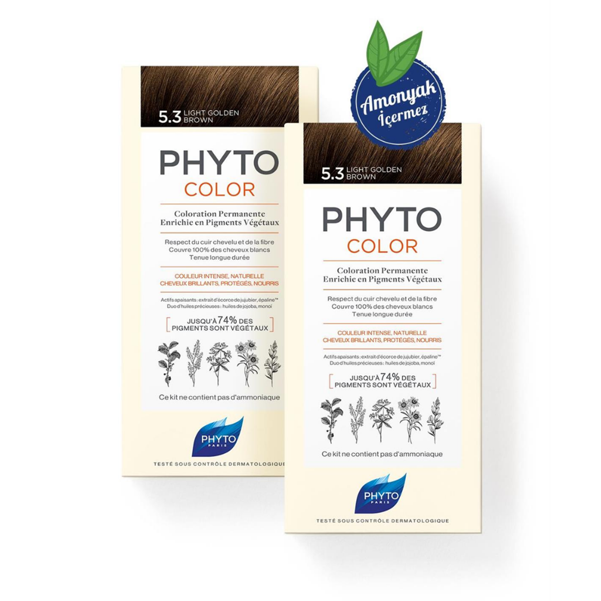 Phyto Phytocolor 5.3 Açık Kestane Dore Amonyaksız Kalıcı Bitkisel Saç Boyası İkili Avantaj Set - Phyto