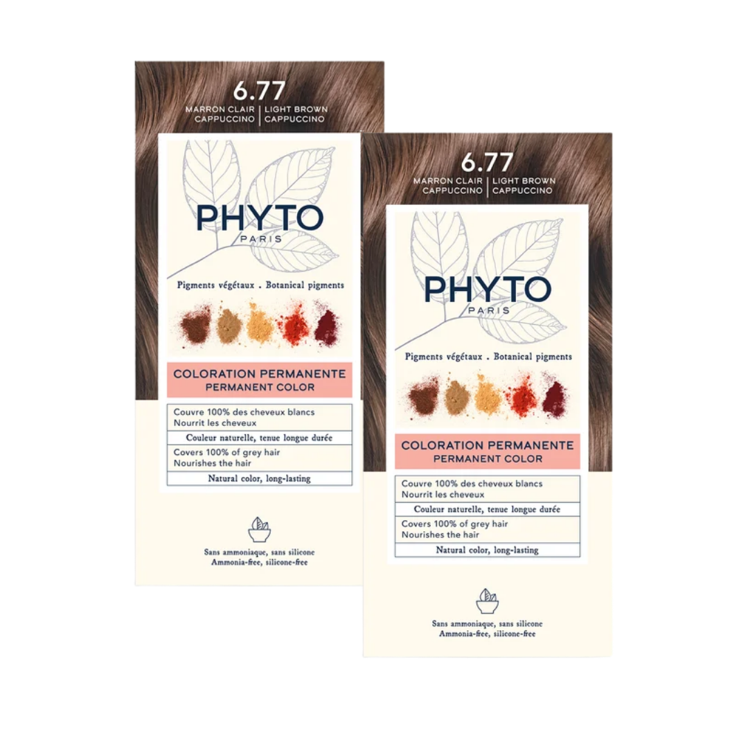 Phyto Phytocolor 6.77 Cappucino Kahve Amonyaksız Kalıcı Bitkisel Saç Boyası İkili Avantaj Set - Phyto