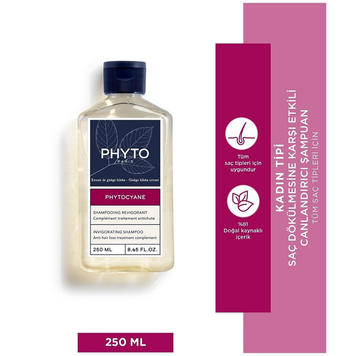 Phytocyane Invigorating Shampoo Kadın Tipi Saç Dökülmesine Karşı Etkili Canlandırıcı Şampuan 250 ml - 