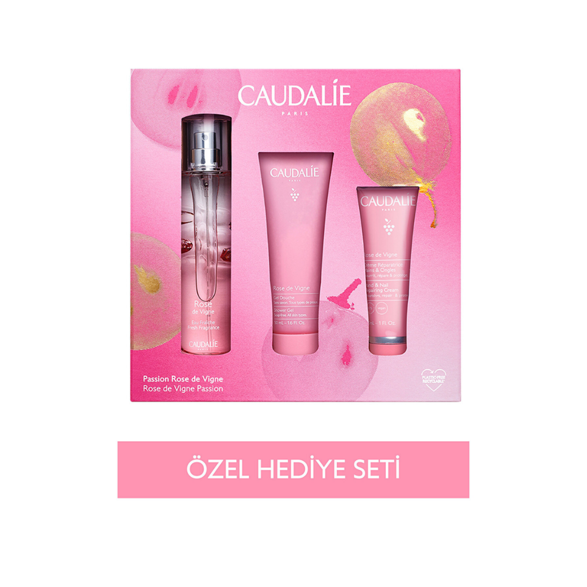 Rose De Vigne Üçlü Bakım Seti - Parfüm 50 Ml + Duş Jeli 50 Ml + El Bakım Kremi 30 Ml - Caudalie