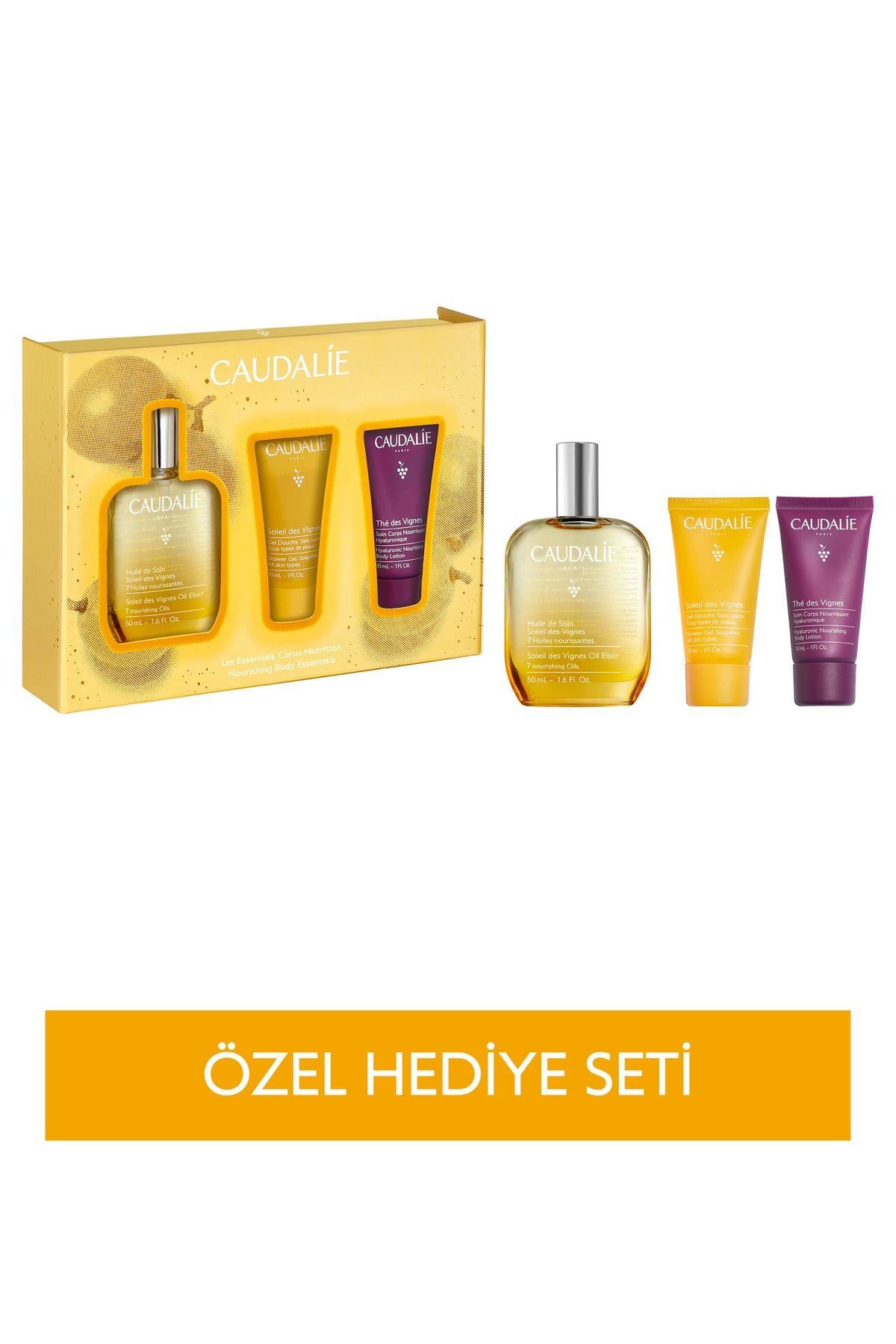Soleil des Vignes Elixir Yağ Seti-Elixir Yağ 50ml+Duş Jeli 30ml+Vücut Losyonu 30ml - Caudalie