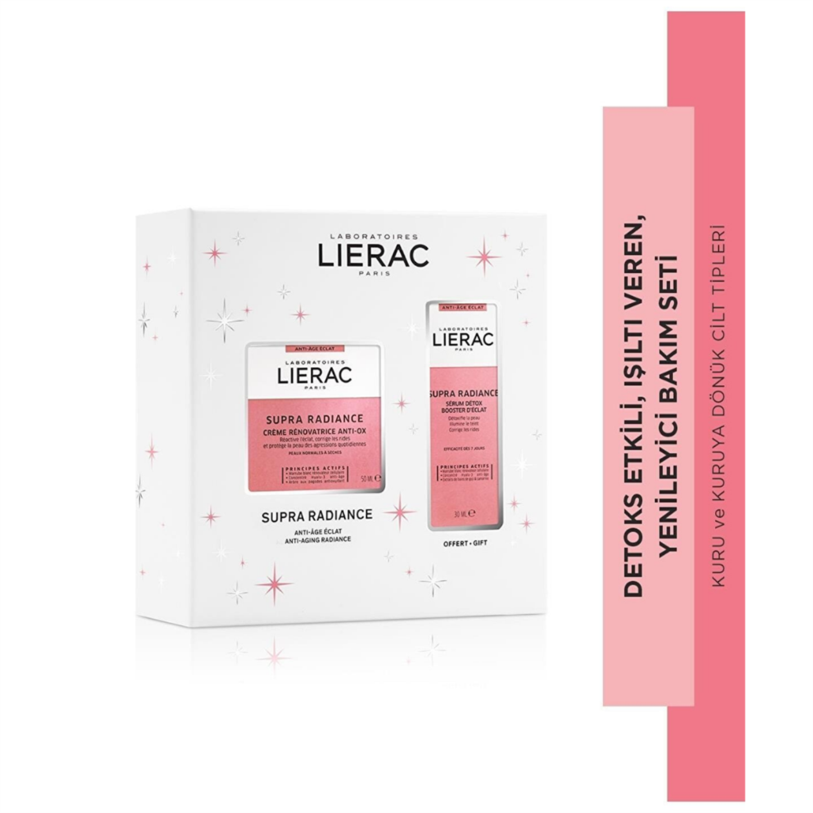 Supra Radiance Cream Işıltı Veren Yenileyici Krem 50ml + Supra Radiance Detoks Etkili Serum 30ml - Lierac