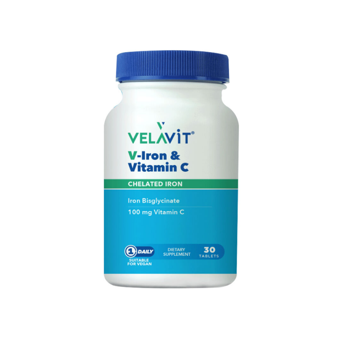 Velavit V-Iron & Vitamin C İçeren Takviye Edici Gıda 30 Tablet - velavit
