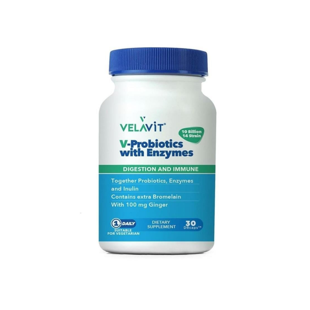 Velavit V-Probiotics Enzymes Takviye Edici Gıda 30 Kapsül - velavit