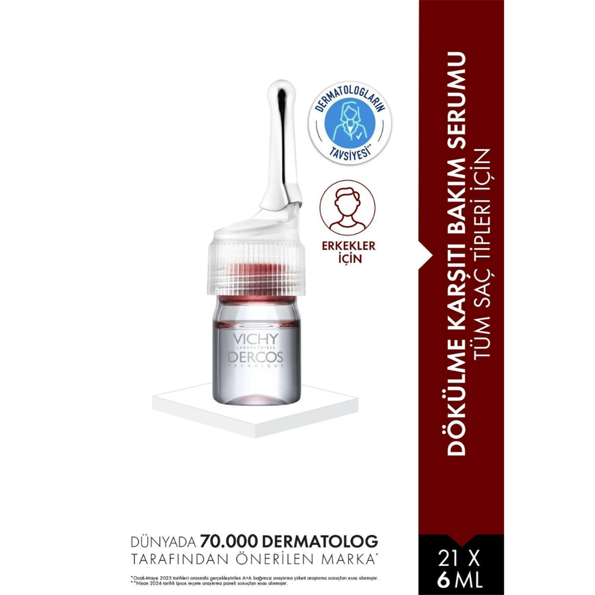 Vichy Dercos Aminexil Clinical 5 21x6ml - Erkekler için Saç Dökülmesine Karşı Serum - Vichy