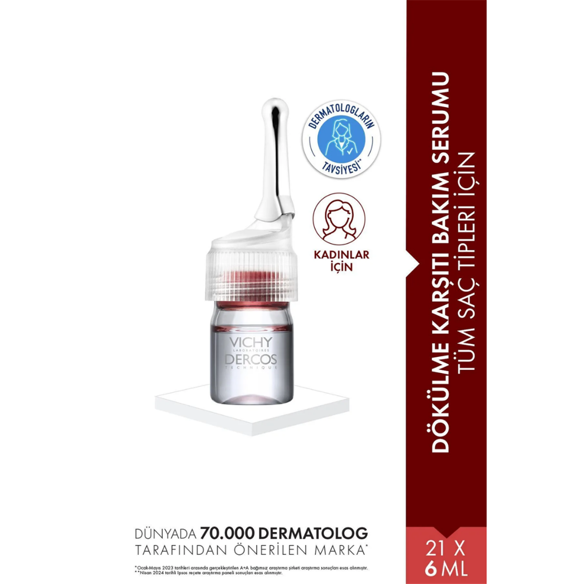 Vichy Dercos Aminexil Clinical 5 21x6ml - Kadınlar için Saç Dökülmesine Karşı Serum - Vichy