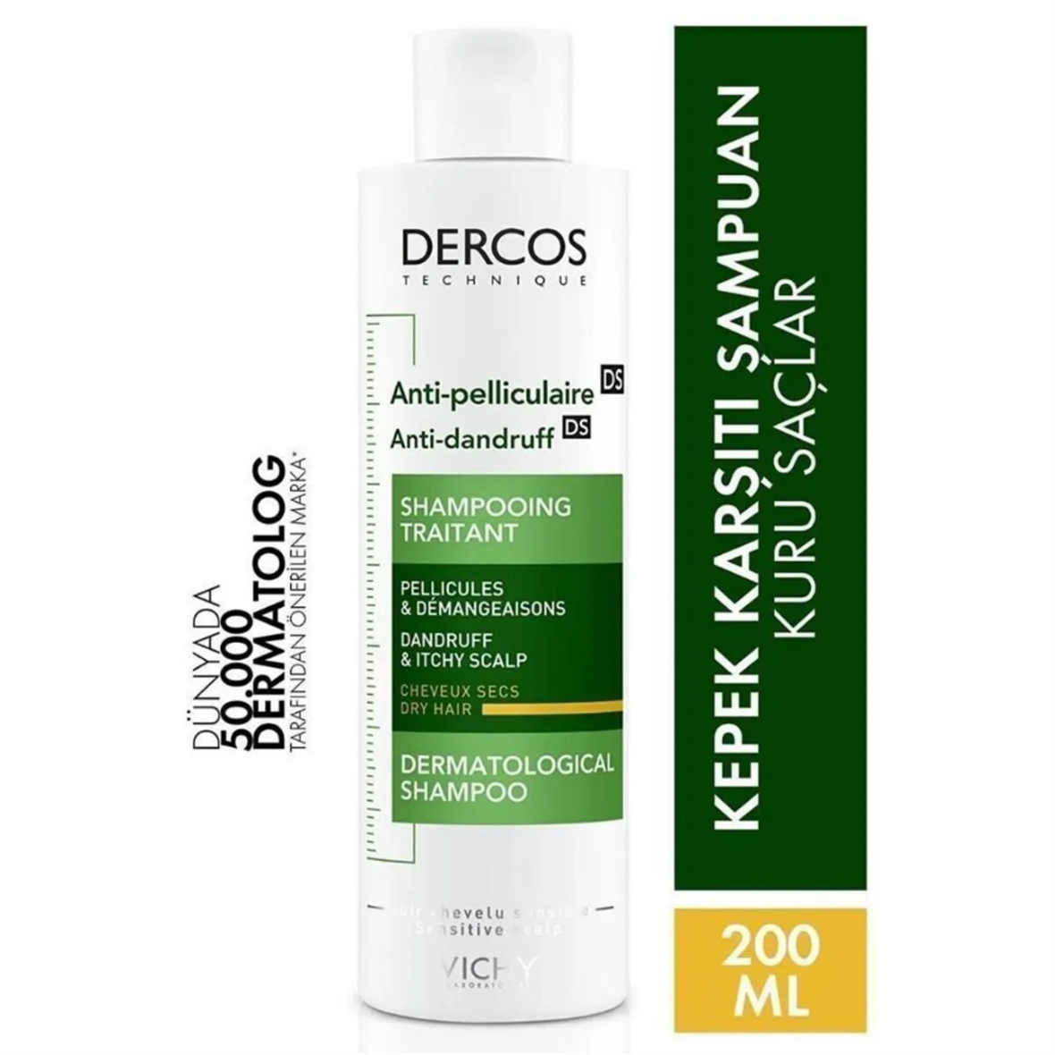 Vichy Dercos Kepek Karşıtı Şampuan 200 ml - Kuru Saçlar - Vichy