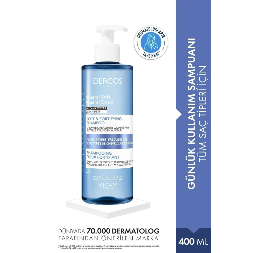 Vichy Dercos Mineral Soft Kepeğe Karşı Bakımı Tamamlayıcı Günlük Kullanım Şampuanı 400 ML - Vichy