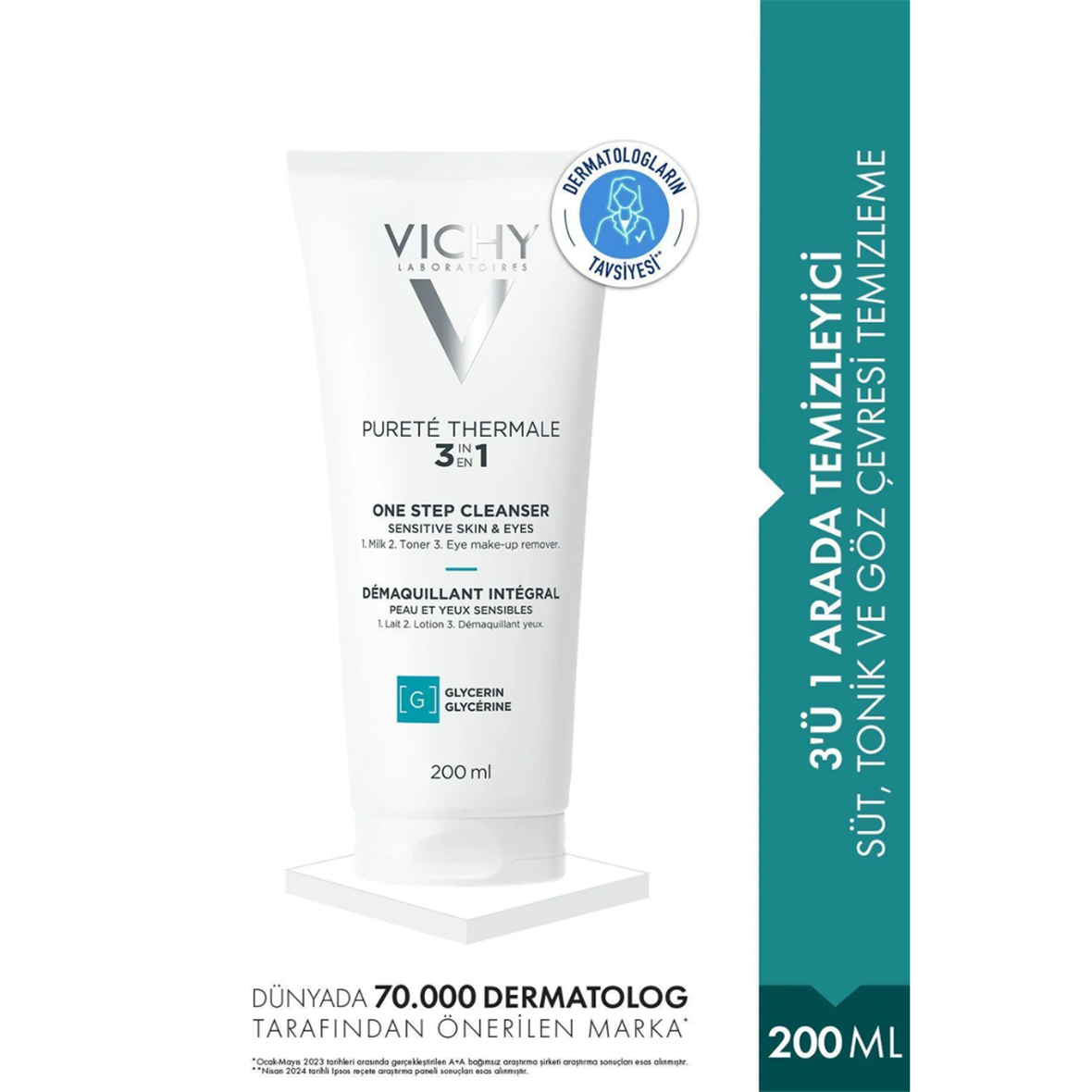 Vichy Purete Thermale 3-1 Arada Temizleyici 200ml - Vichy