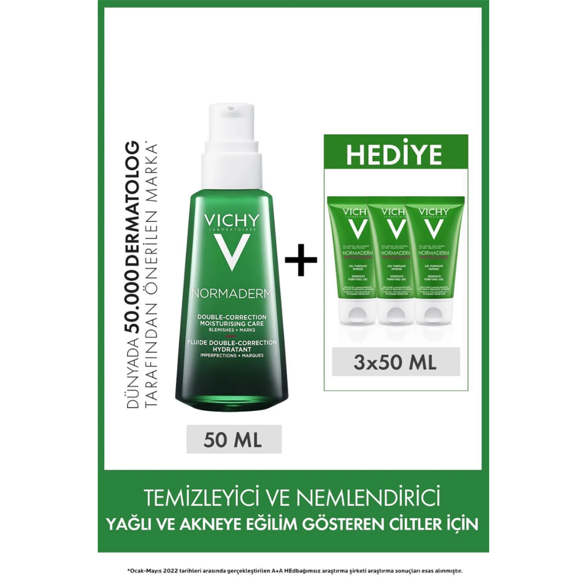 Vichy Yağlı Ve Akneye Eğilimli Ciltler için Temizleyici ve Nemlendirici Set - Vichy