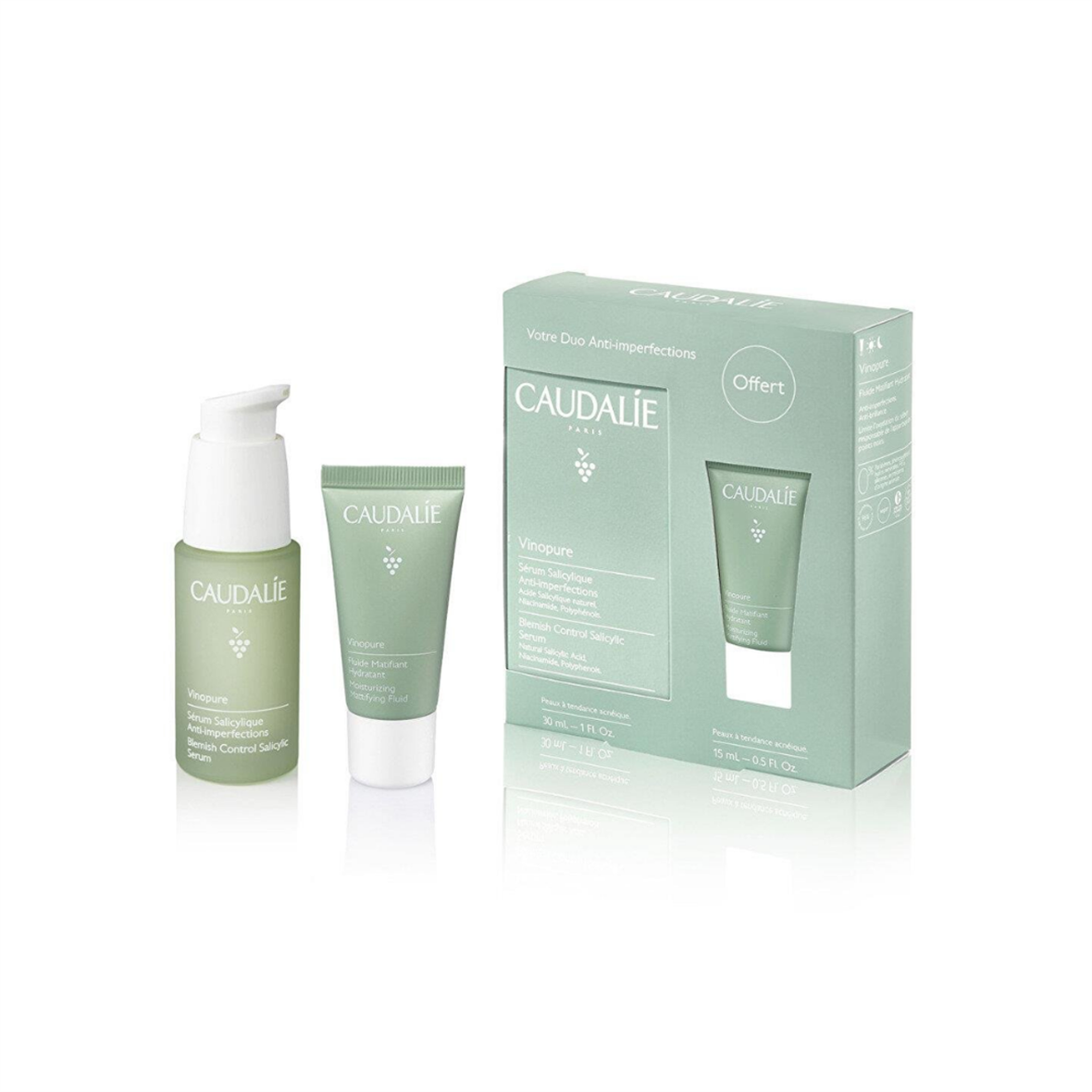 Vinopure Bakım Seti - Vinopure Salisilik Serum 30 ml Matlaştırıcı Fluid Krem 15 ml - Caudalie