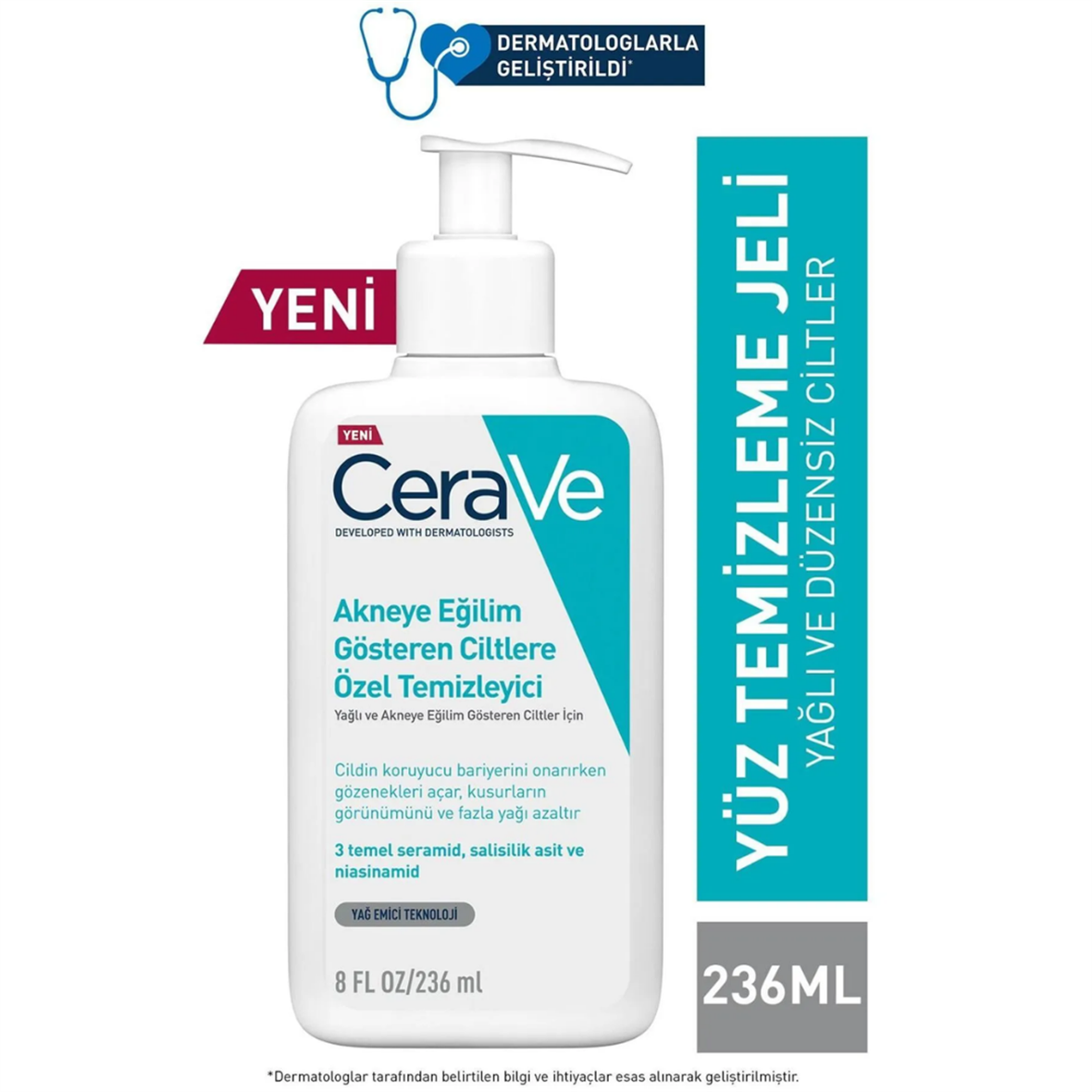 Yağlı Ve Düzensiz Cilter Için Yüz Temizleme Jeli 236 Ml - Cerave