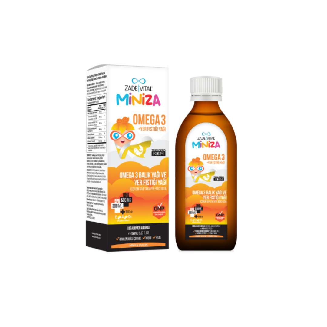Zade Vital Miniza Omega 3 - Yer Fıstığı Yağı İçeren Sıvı Takviye Edici Gıda 150 ml - Zade Vital