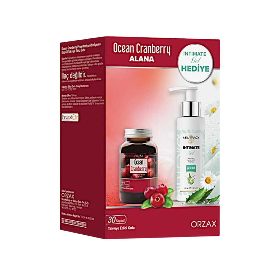 Orzax Ocean Cranberry 30 Kapsül + Neutracy İntim Jel 100 ml