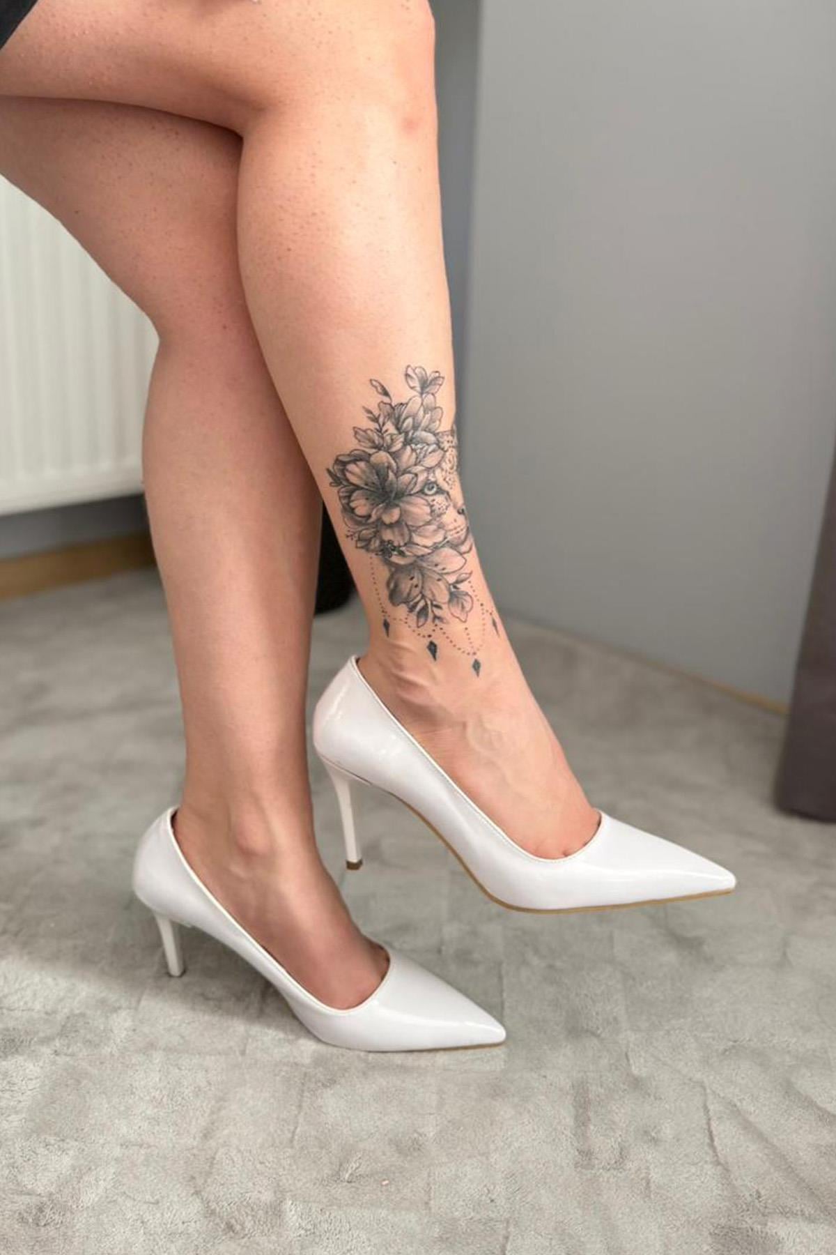 Kadın Adel Beyaz Rugan İnce Topuklu Stiletto