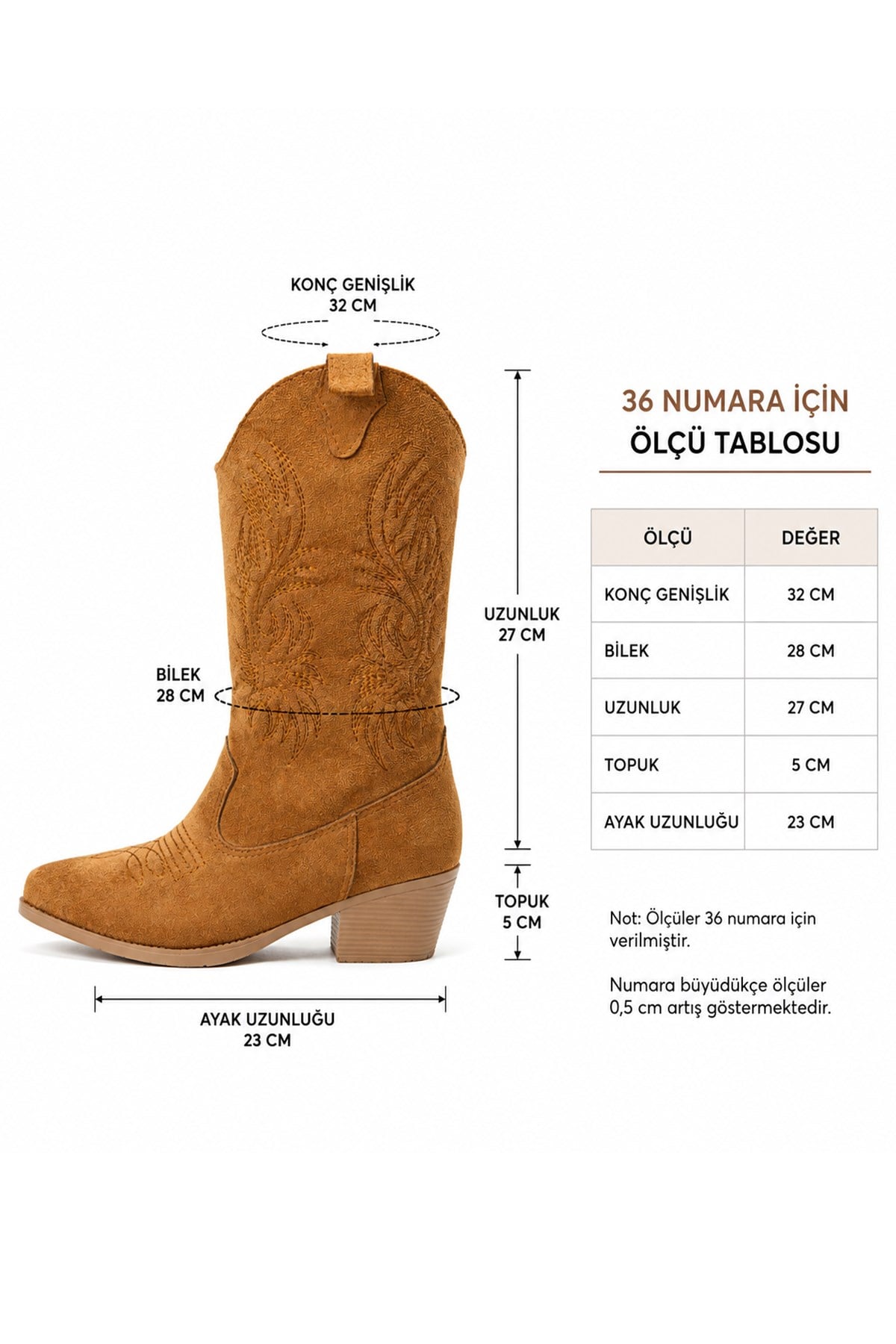 Kadın Clind Kahve Suet Nakişlii Western Kovboy Bot & Çizme