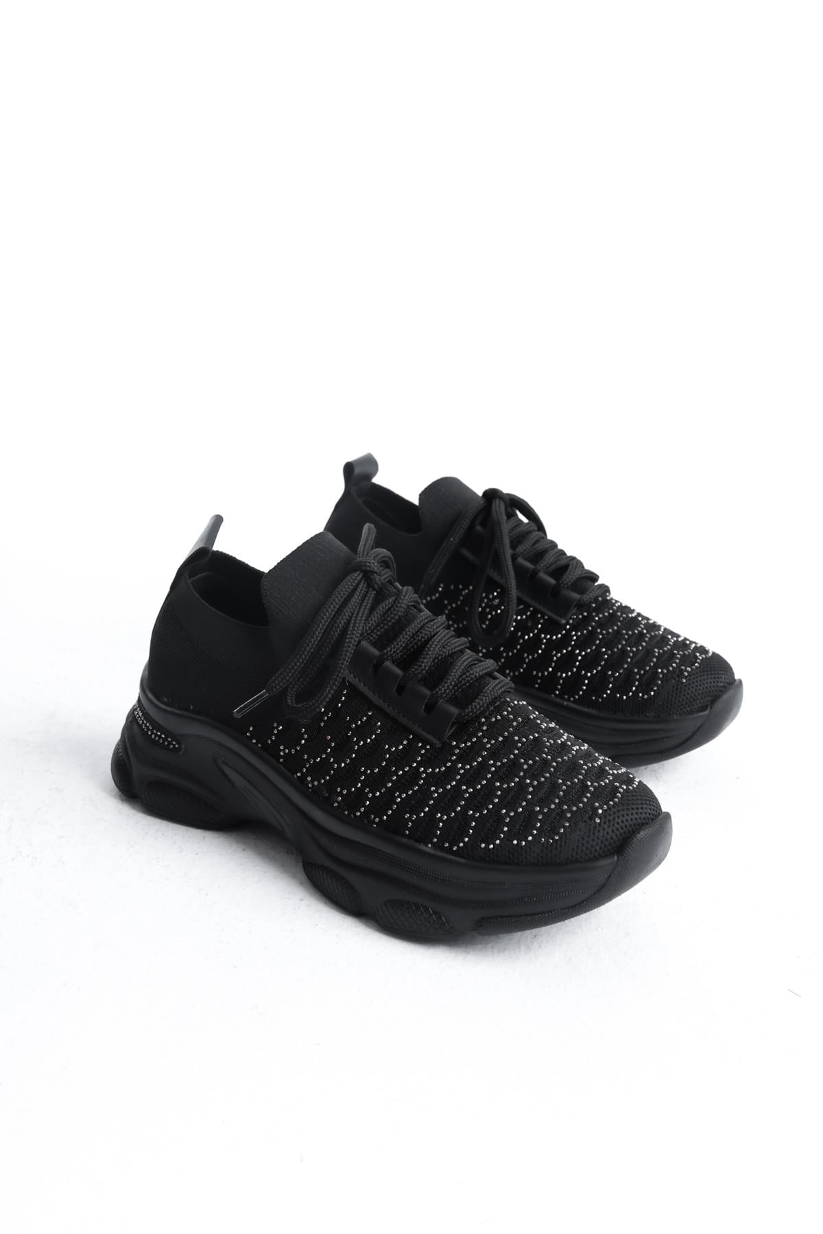 Kadın Rocco Siyah Triko Taşlı Spor Ayakkabı & Sneaker