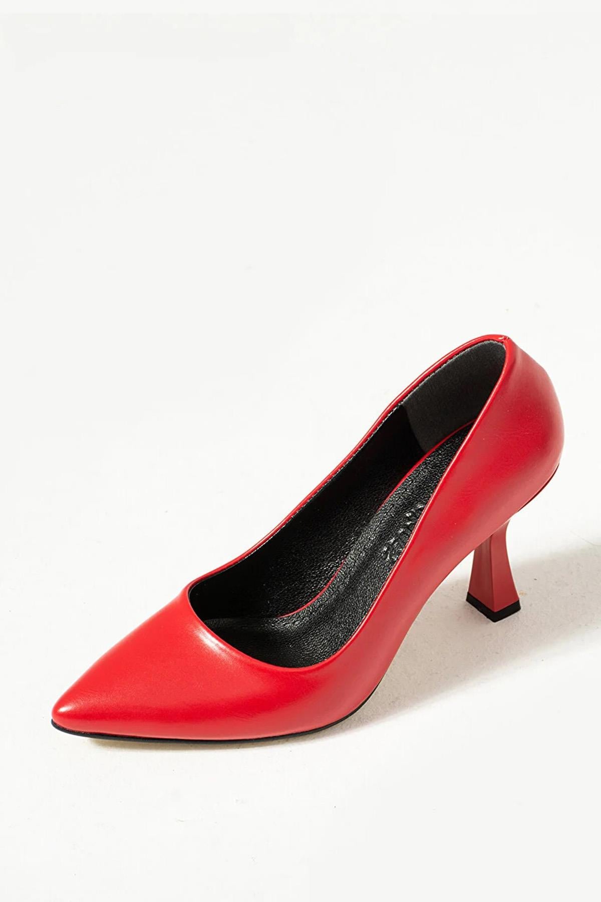 Kadın Samba Kırmızı Stiletto 7 cm Topuklu  Ayakkabı 