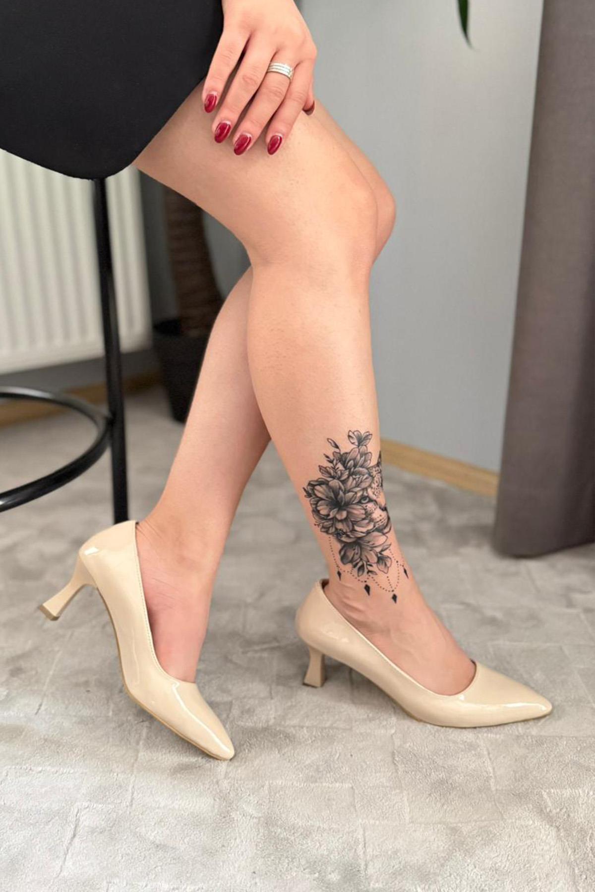Kadın Sity Bej Rugan 6 cm İnce Topuklu Stiletto