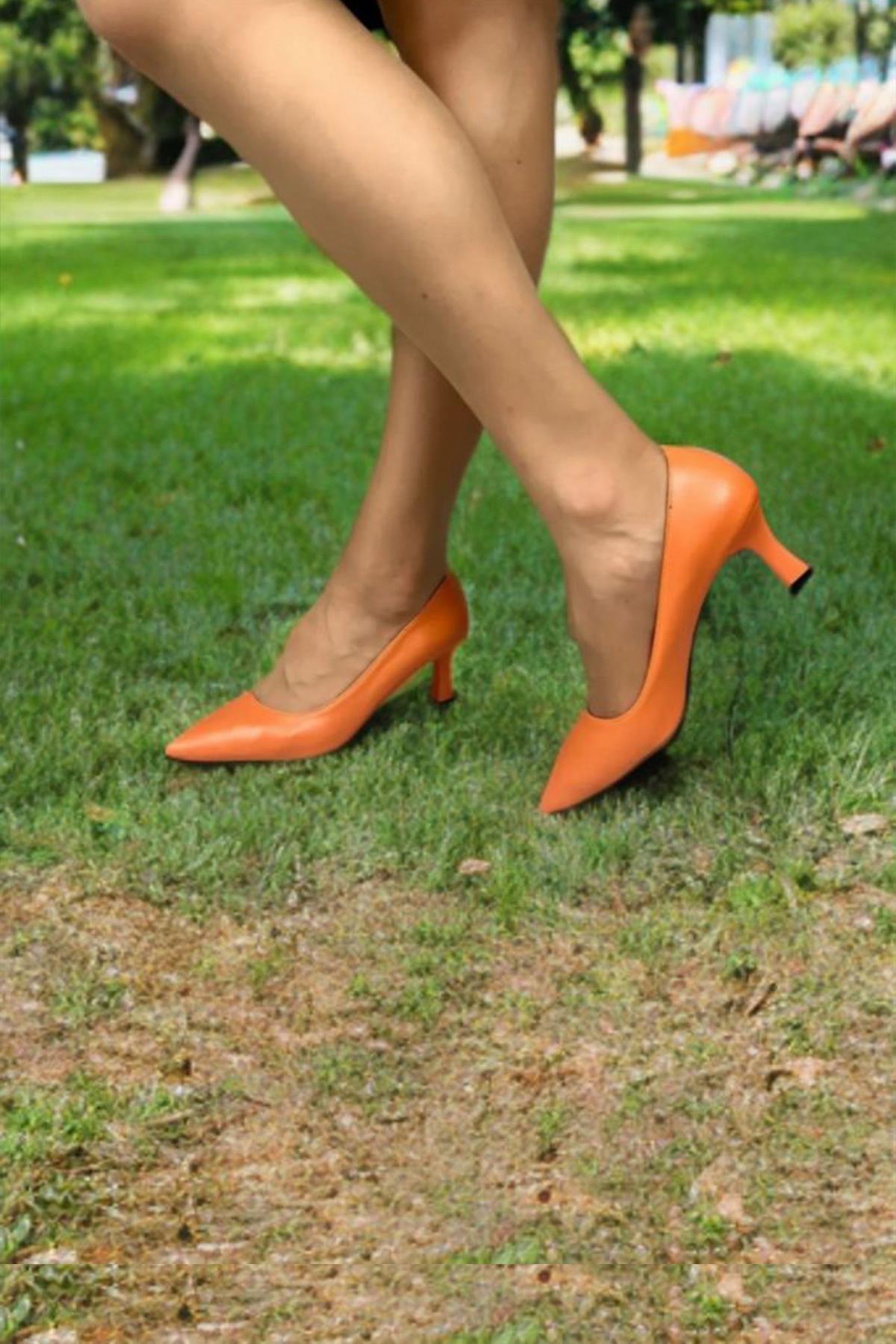 Kadın Sity Turuncu 6 cm İnce Topuklu Stiletto