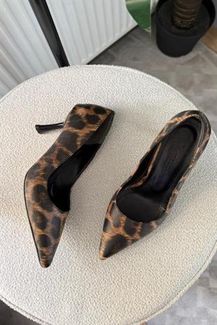Kadın Adel Leopar 7 cm İnce Topuklu Stiletto