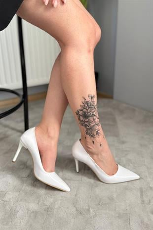Kadın Adel Beyaz Rugan İnce Topuklu Stiletto