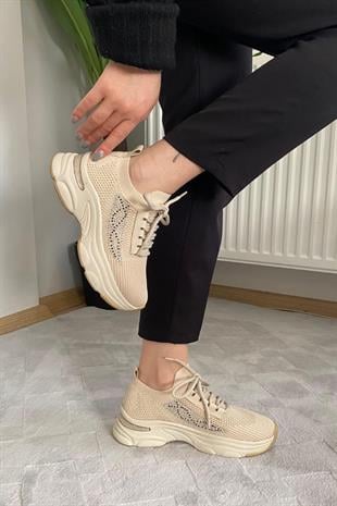 Kadın Fabri Triko Taşlı Spor Ayakkabı & Sneaker