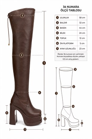 Kadın Lavin Bej Diz Üstü 12 cm Platform Topuklu Çizme