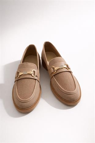 Kadın Marie Nud Triko Metal Tokalı Kadın Loafer Günlük Makosen Ayakkabı