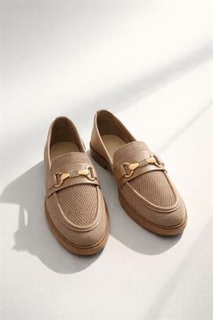 Kadın Marie Nud Triko Metal Tokalı Kadın Loafer Günlük Makosen Ayakkabı