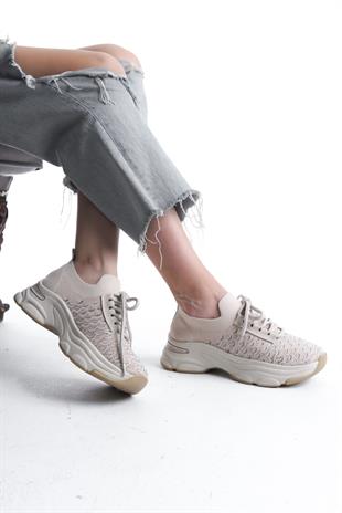 Kadın Rocco Ten Triko Taşlı Spor Ayakkabı & Sneaker