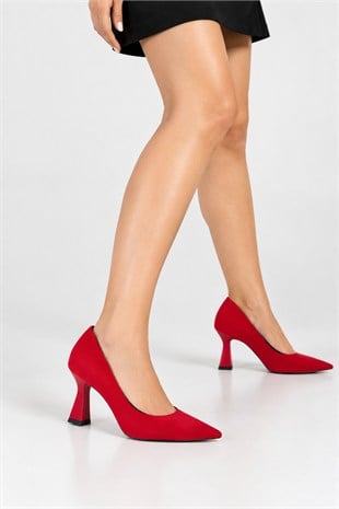 Kadın Samba Kırmızı Saten 7 Cm Kadeh Ökçe Stiletto