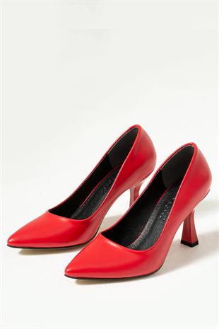 Kadın Samba Kırmızı Stiletto 7 cm Topuklu  Ayakkabı 