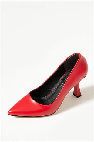 Kadın Samba Kırmızı Stiletto 7 cm Topuklu  Ayakkabı 