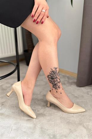 Kadın Sity Bej Rugan 6 cm İnce Topuklu Stiletto