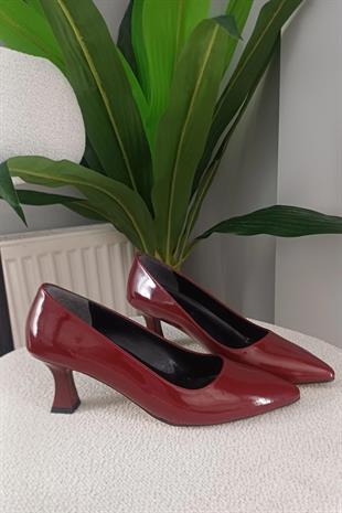 Kadın Sity Bordo Rugan 6 cm İnce Topuklu Stiletto