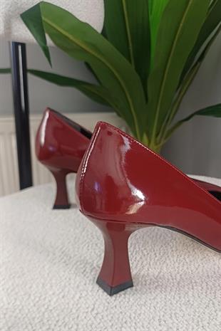 Kadın Sity Bordo Rugan 6 cm İnce Topuklu Stiletto