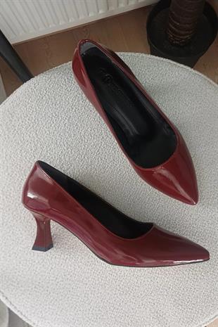 Kadın Sity Bordo Rugan 6 cm İnce Topuklu Stiletto