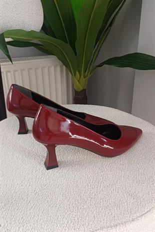 Kadın Sity Bordo Rugan 6 cm İnce Topuklu Stiletto