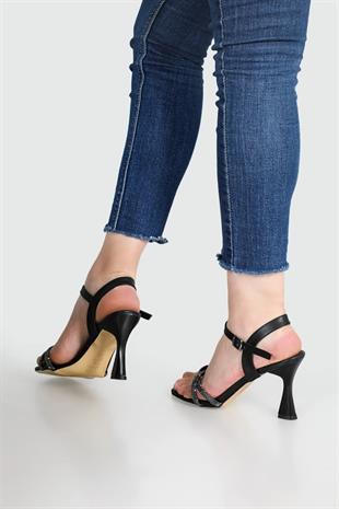 Kadın Taşlı Dress Siyah Topuklu Ayakkabı Stiletto
