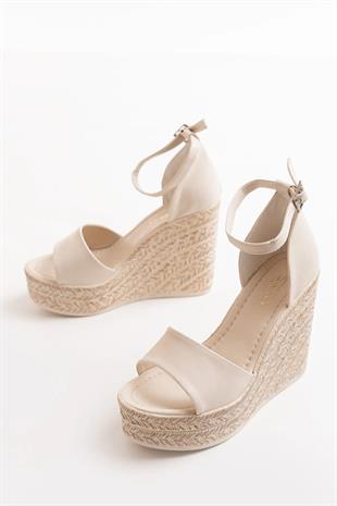 Kadın Verla Tek Bant Ten Cilt Yüksek Dolgu Taban Ayakkabı